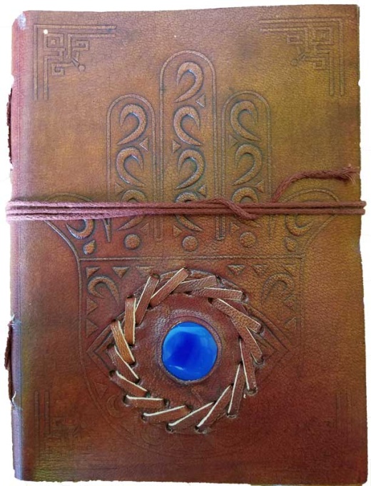 5" X 7" Evil Eye Stone Embossed Leather Journal with Cord