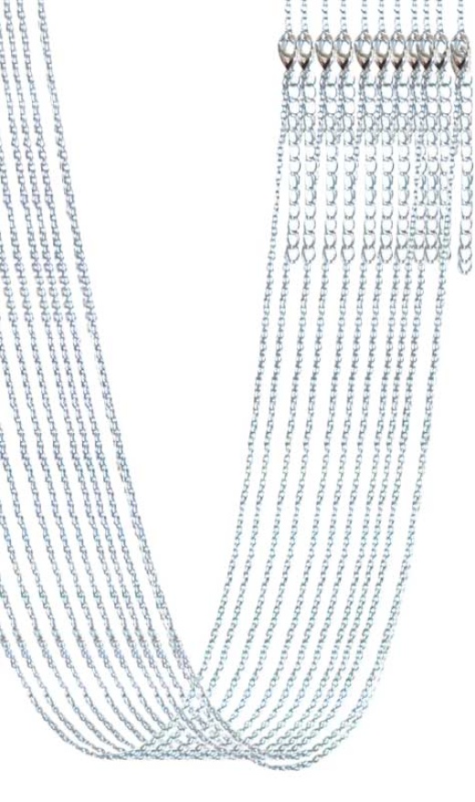 Set of 12 Silver Plated Brass Chain Necklaces - 20 inches