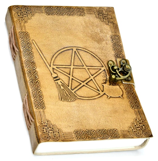 5'' x 7'' Broom Pentagram Embossed Leather Journal with Latch