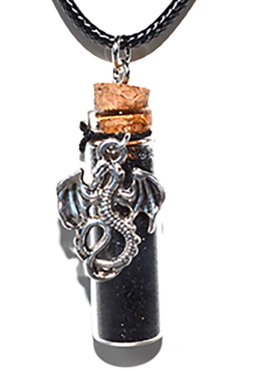Dragon Black Glitter Necklace - Magical Jewelry for Witches
