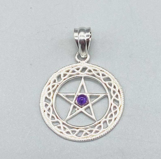 30Mm Amethyst Pentagram Pendant