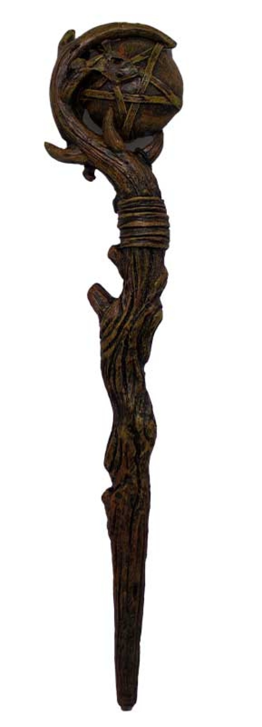 9" Pentagram Wand - A Unique Resin Wand with Carved Gems