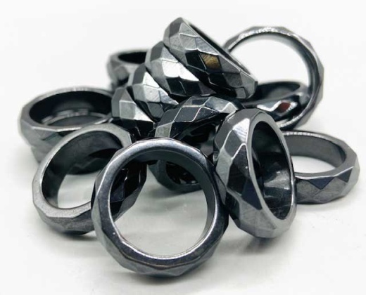 Set of 50 Faceted Hematite Magnetic Rings for Balance, Protection, and Spellwork
