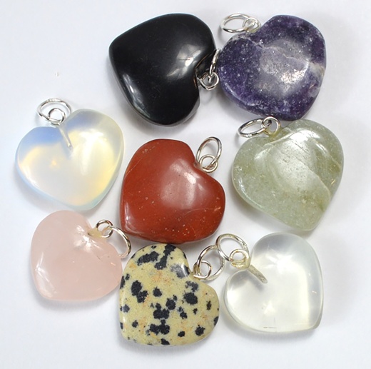 (Set Of 50) Heart Pendant Various Stones