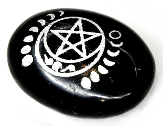 Tourmaline Pentagram & Moon Palm Stone - Unique Protection and Grounding Tool
