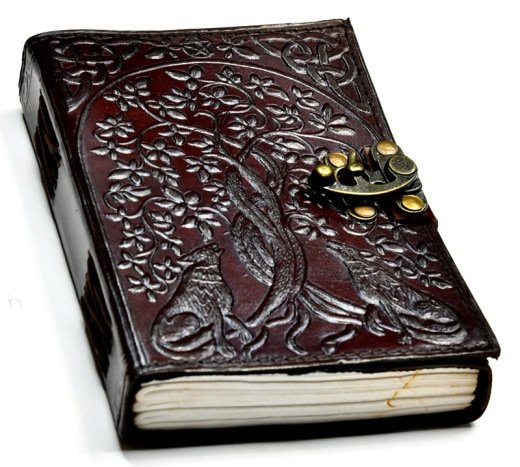 Wolf & Tree Of Life Leather Blank Book W/ Latch