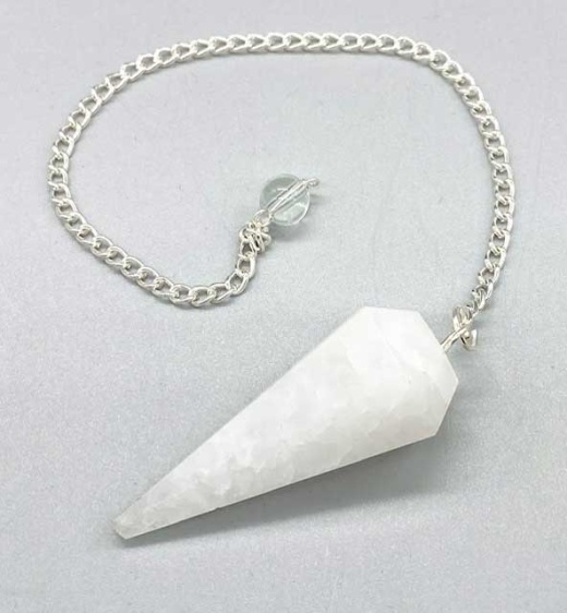 6-Sided White Quartz Pendulum