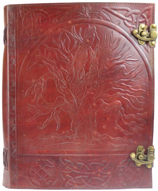 10" X 13" Tree Leather Blank Book with Latch Closure