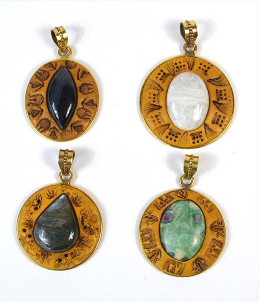 Clay and Gemstone Pendant