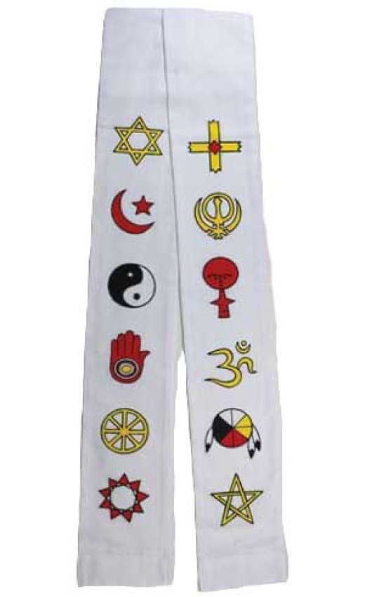 Interfaith Minister's Stole White - Universal Unity Symbolism
