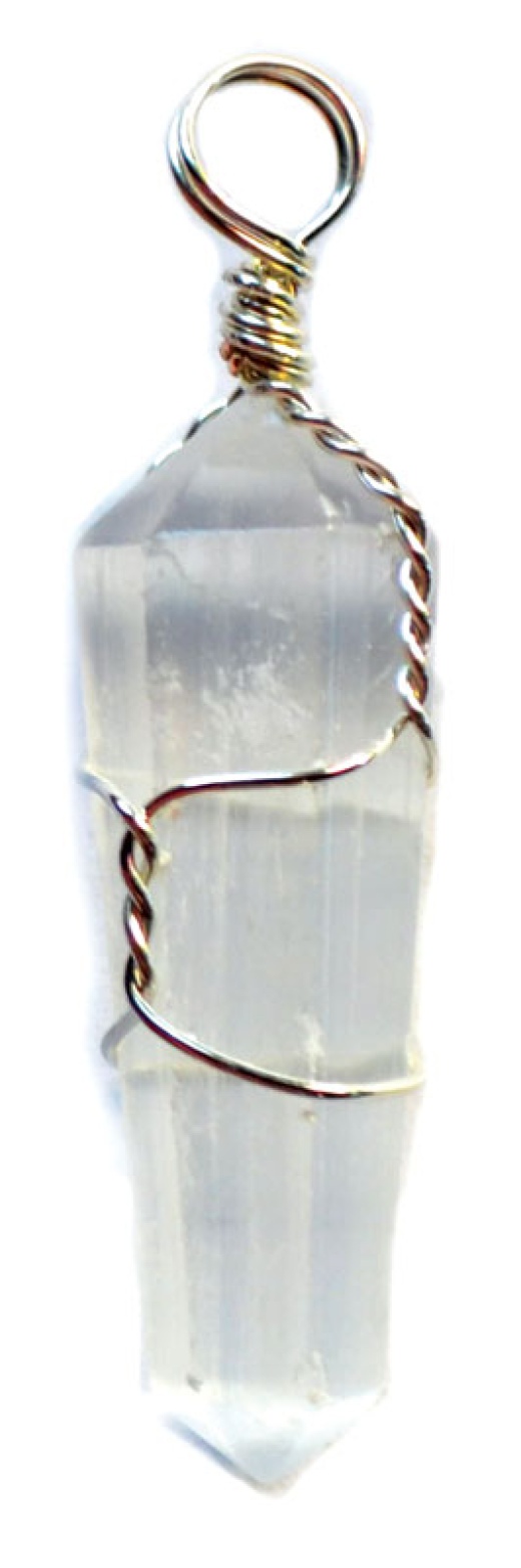 Set Of 5 Selenite Wire Wrapped Point Pendant