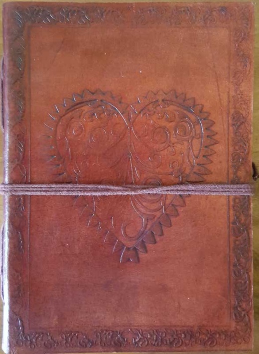 5" X 7" Heart Leather Blank Book with Cord