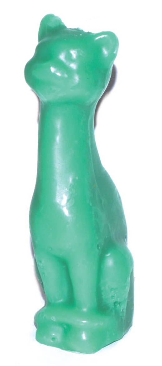 5 1/2 Green Cat Candle for Good Luck and Positivity