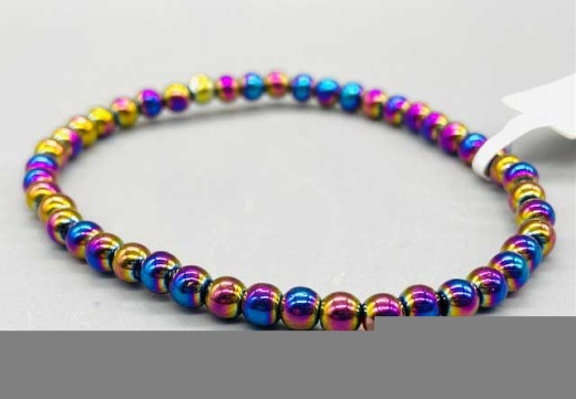 Rainbow Hematite 4Mm Beaded Bracelet