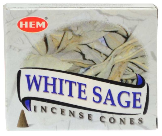 White Sage Hem Cones - 10 Cones with Metal Burner Plate