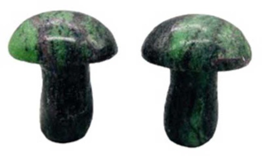 Set of 2 Ruby Zoisite Mushroom Crystals