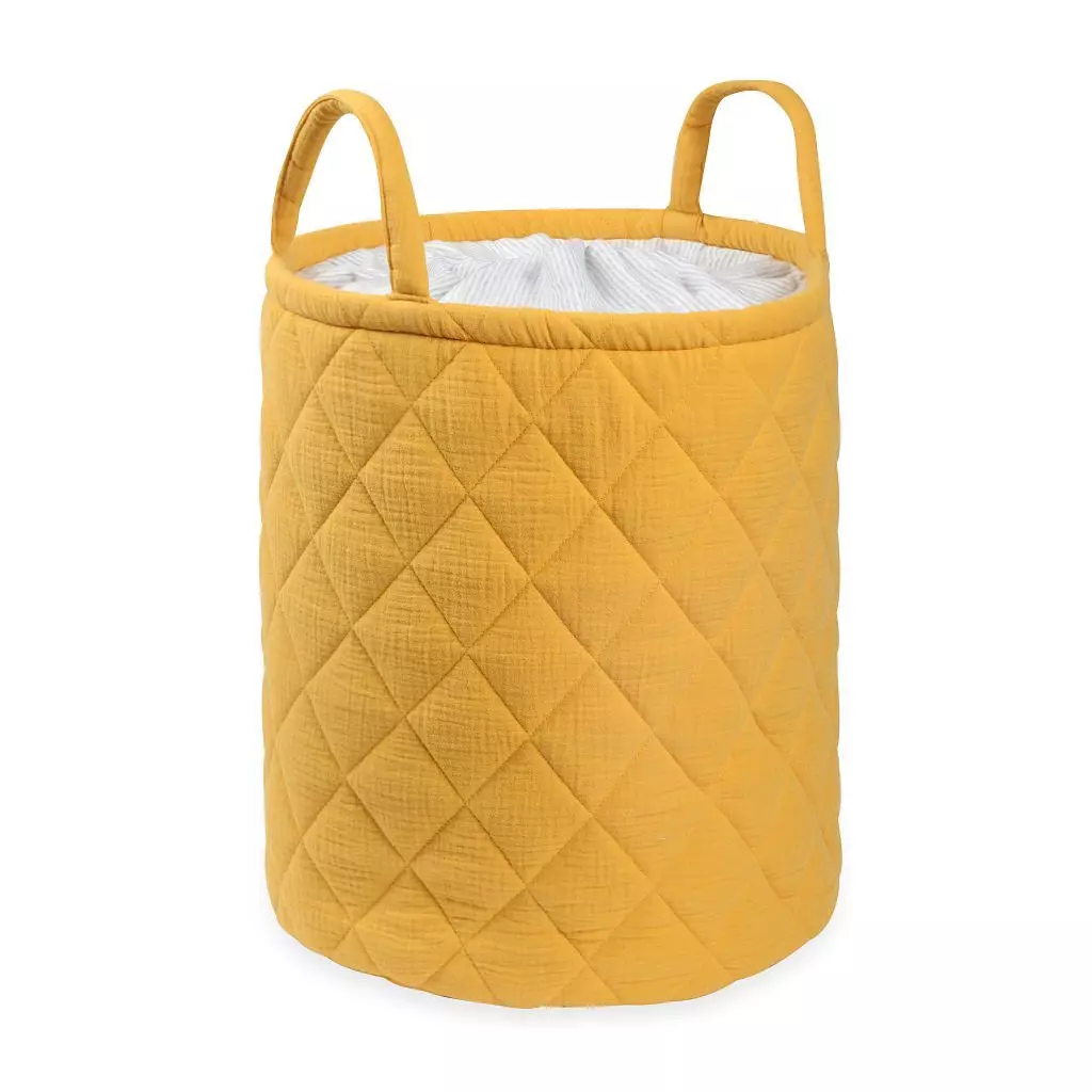 Mustard Quilted Storage Bag With Handle Tetra Storage Bin Closet Toy Box Container Organizer