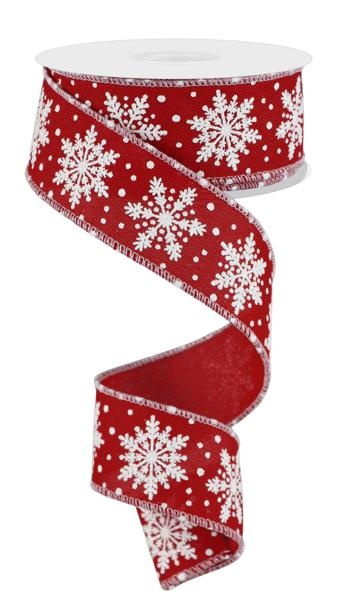 Black Burgundy Multi - Snowflakes Christmas Wired Edge Ribbon - ( 2-1/