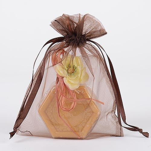 Chocolate Brown - Organza Bags - ( 5 X 6.5-7 Inch - 10 Bags )