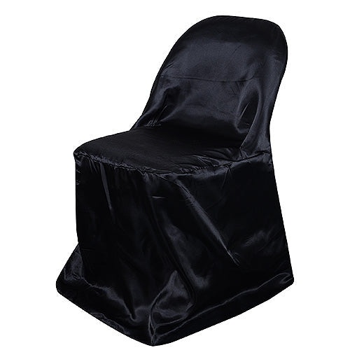 Black - Folding Chair Cover Satin - ( Chair Cover )
