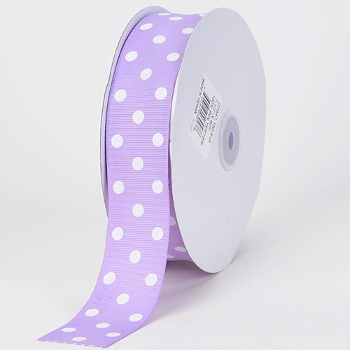 Grosgrain Ribbon Color Dots Lavender With White Dots ( 1 - 1/2 Inch | 10 Yards)