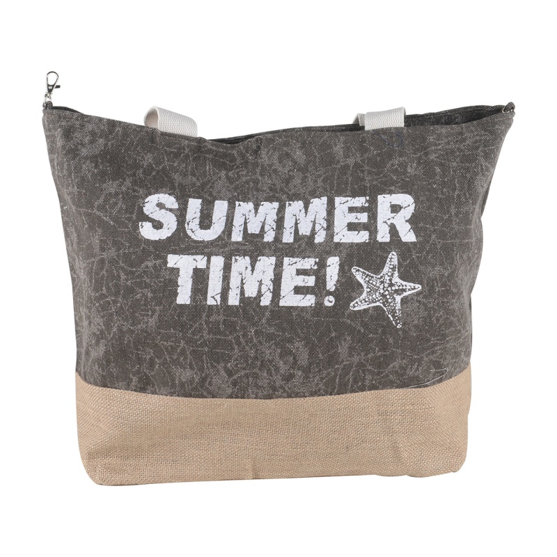 Summer Time Beach Tote Bag - Grey - 21 Inch X 16 Inch - Women Swim Pool Bag Large Tote