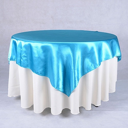 Turquoise - 90 X 90 Satin Table Overlays - ( 90 Inch X 90 Inch )