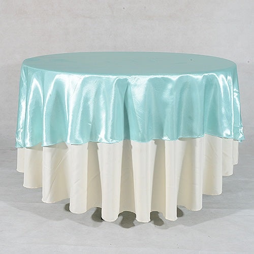 Aqua - 90 Inch Satin Round Tablecloths