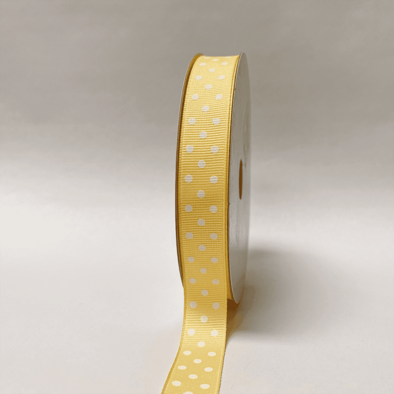 Grosgrain Ribbon Color Dots Ivory With White Dots ( 5/8 Inch | 25 Yards )