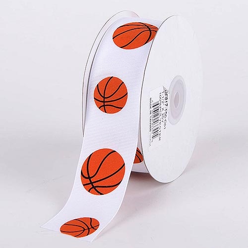 Basketball - Grosgrain Ribbon Sports Design - ( W: 7/8 Inch | L: 25 Yards )