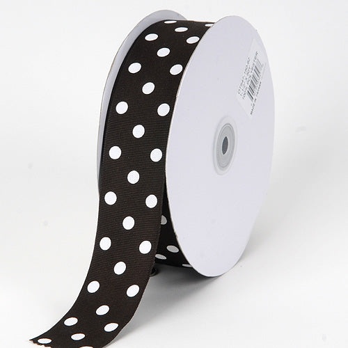 Grosgrain Ribbon Polka Dot Black With White Dots ( 1-1/2 Inch | 50 Yards )