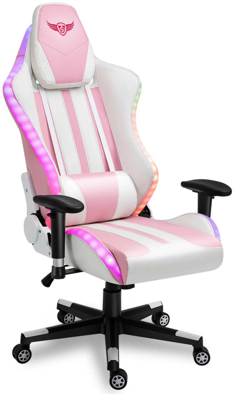 Pink Gaming Chairs Difeisi Computer Chair With Led Light Desk Chair For Girls With Massage Study Game Chairs For Adults