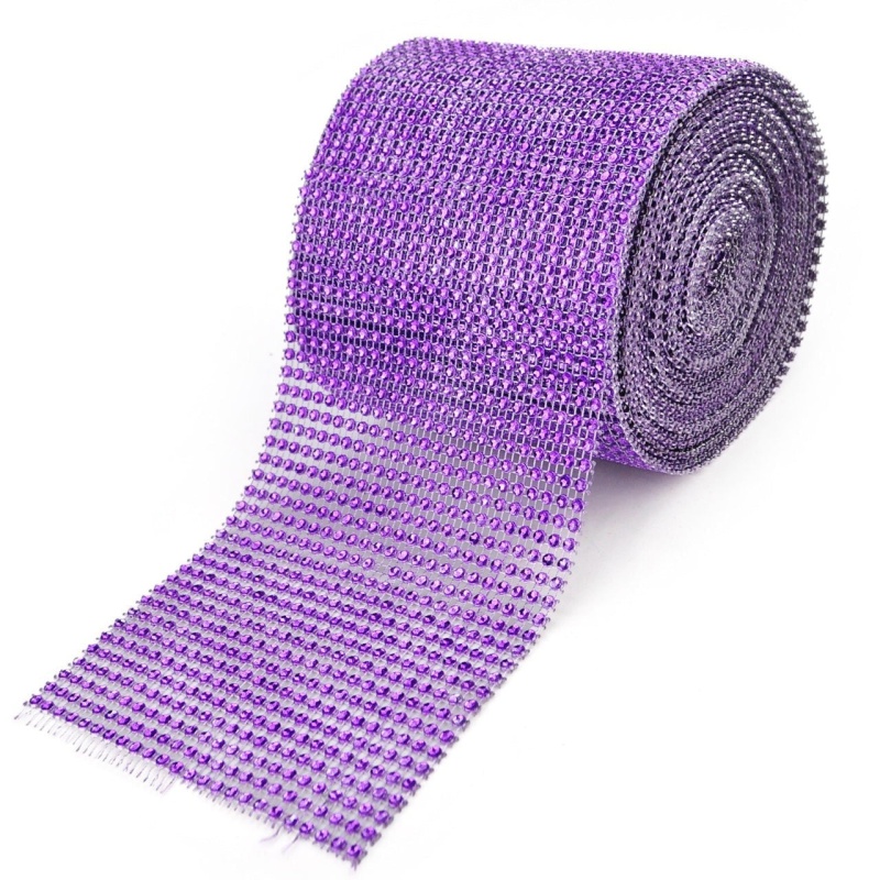 Purple - Bling Diamond Rolls - ( 4 Inch X 10 Yards )