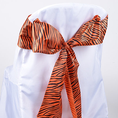 Orange - Animal Print Satin Chair Sash - ( Pack Of 10 Pieces - 6 Inches X 106 Inches )