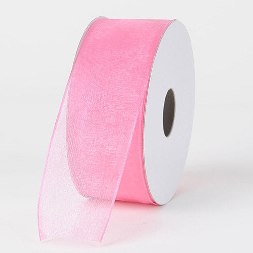 Light Pink - Organza Ribbon Thin Wire Edge 25 Yards - ( W: 5/8 Inch | L: 25 Yards )