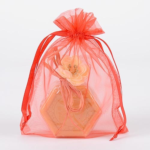 Red - Organza Bags - ( 6X15 Inch - 10 Bags )