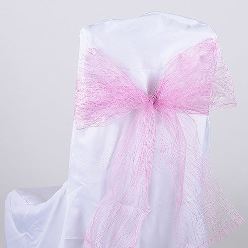 Light Pink - Glitter Organza Chair Sash - ( Pack Of 10 Pieces - 8 Inches X 108 Inches )