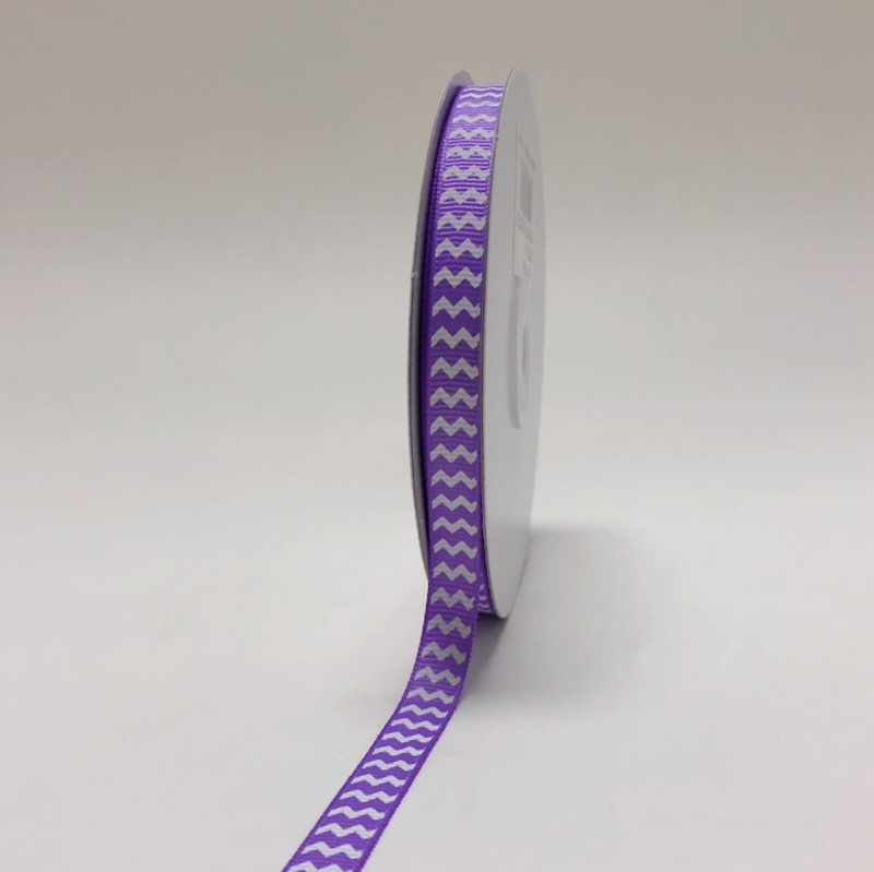 Lavender - Chevron Design Grosgrain Ribbon ( 3/8 Inch | 25 Yards )