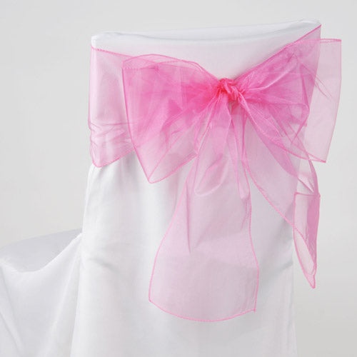 Hot Pink - Organza Chair Sash - ( Pack Of 10 Piece - 8 Inches X 108 Inches )