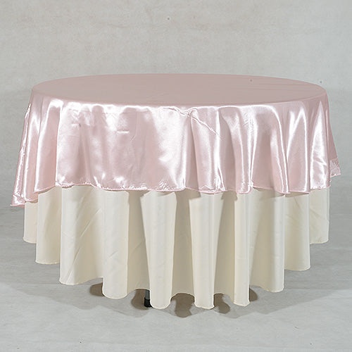 Light Pink - 70" Satin Round Tablecloths - ( 70 Inch )