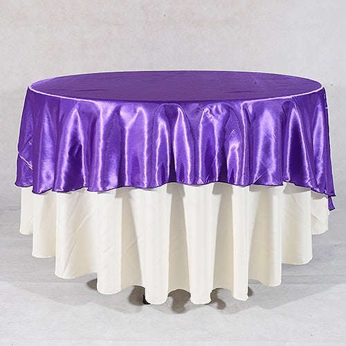 Purple - 70" Satin Round Tablecloths - ( 70 Inch )