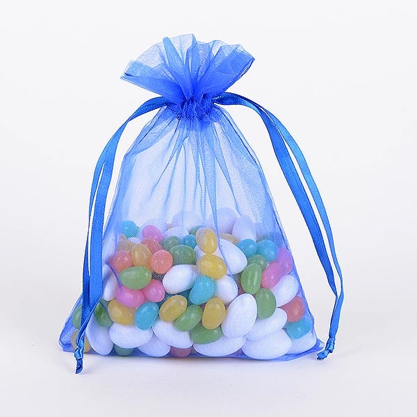 Royal Blue - Organza Bags - ( 5 X 6.5-7 Inch - 10 Bags )