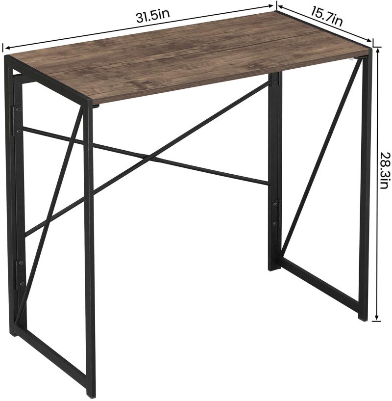 Coavas Folding Desk No Assembly Required, 31" Writing Computer Desk Space Saving Foldable Table Simple Home Office Desk,Brown