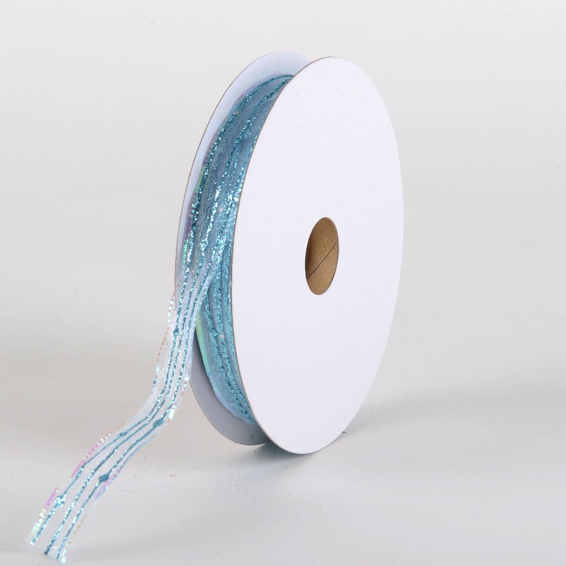 Glitter Corsage Ribbon Light Blue - ( 5/8 Inch 50 Yards )