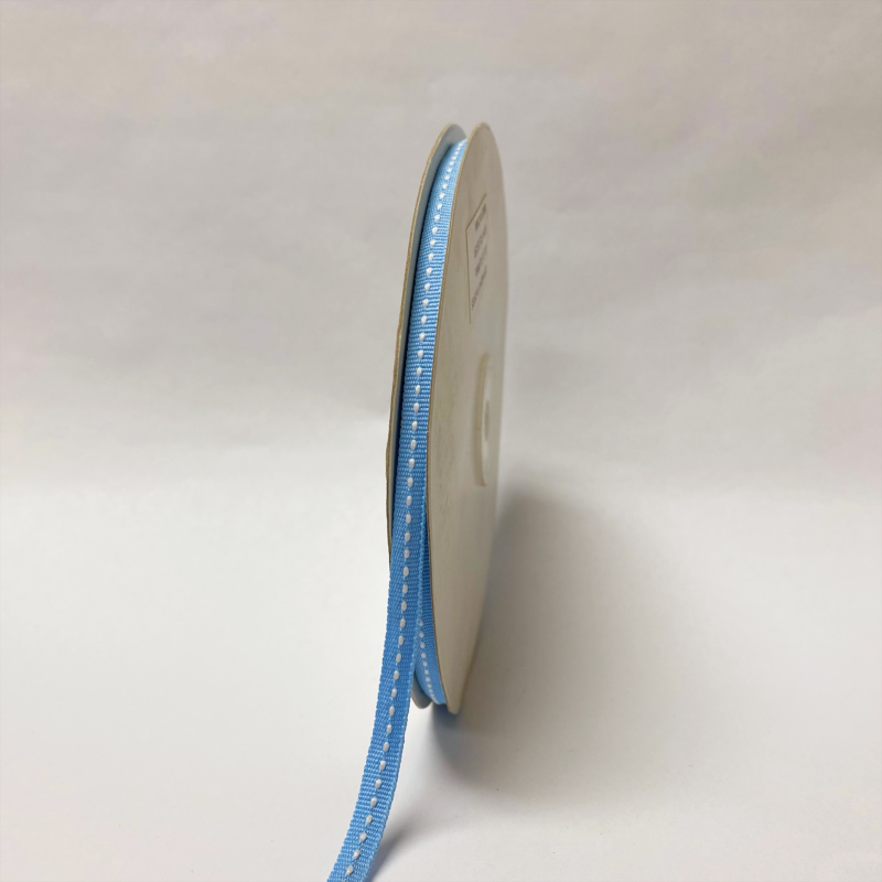 Grosgrain Ribbon Stitch Design Light Blue Stitch ( W: 1/4 Inch | L: 25 Yards )
