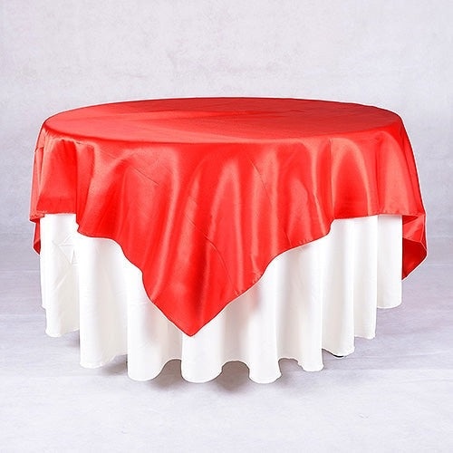 Red - 90 X 90 Satin Table Overlays - ( 90 Inch X 90 Inch )