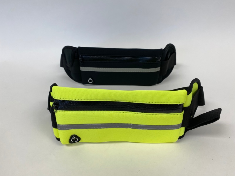 Waist Belt With Pouch Bag, Black & Neon Green - Pack Of 2