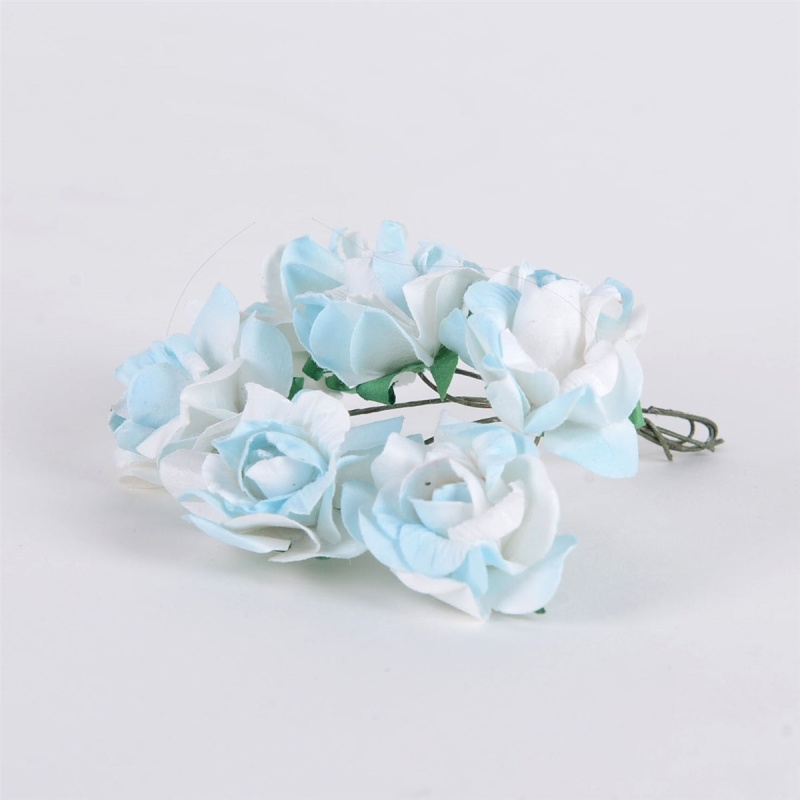 Paper Flowers- White W. Blue (6X12)