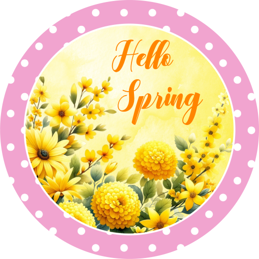 Hello Spring Metal Sign - Made in USA - Bbcrafts