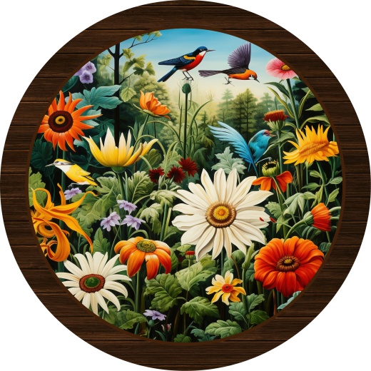 Spring Birds and Flower Metal Sign - A Timeless Addition to Your Holiday Decor